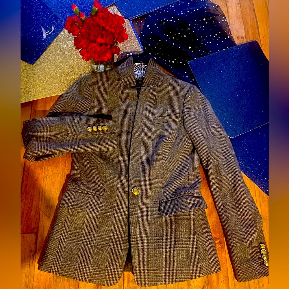J.CREW 70% WOOL REGENT BEIJE BROWN CLASSIC BLAZER Coat LUX COZY VTG - Picture 1 of 16